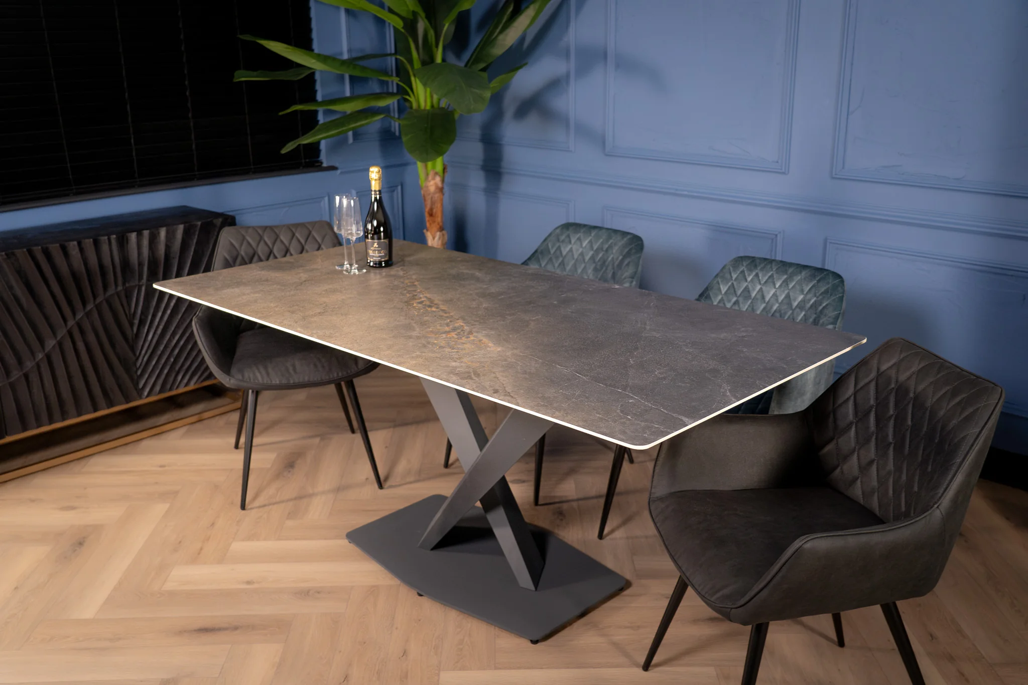 Sintered Stone Dining Table 180cm – Eleganza Grey Gold Vienna - Image 3
