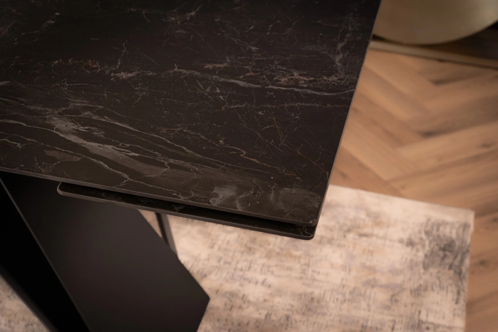 Extendable Sintered Stone Dining Table 180-260cm – Apollo Black Marble - Image 6
