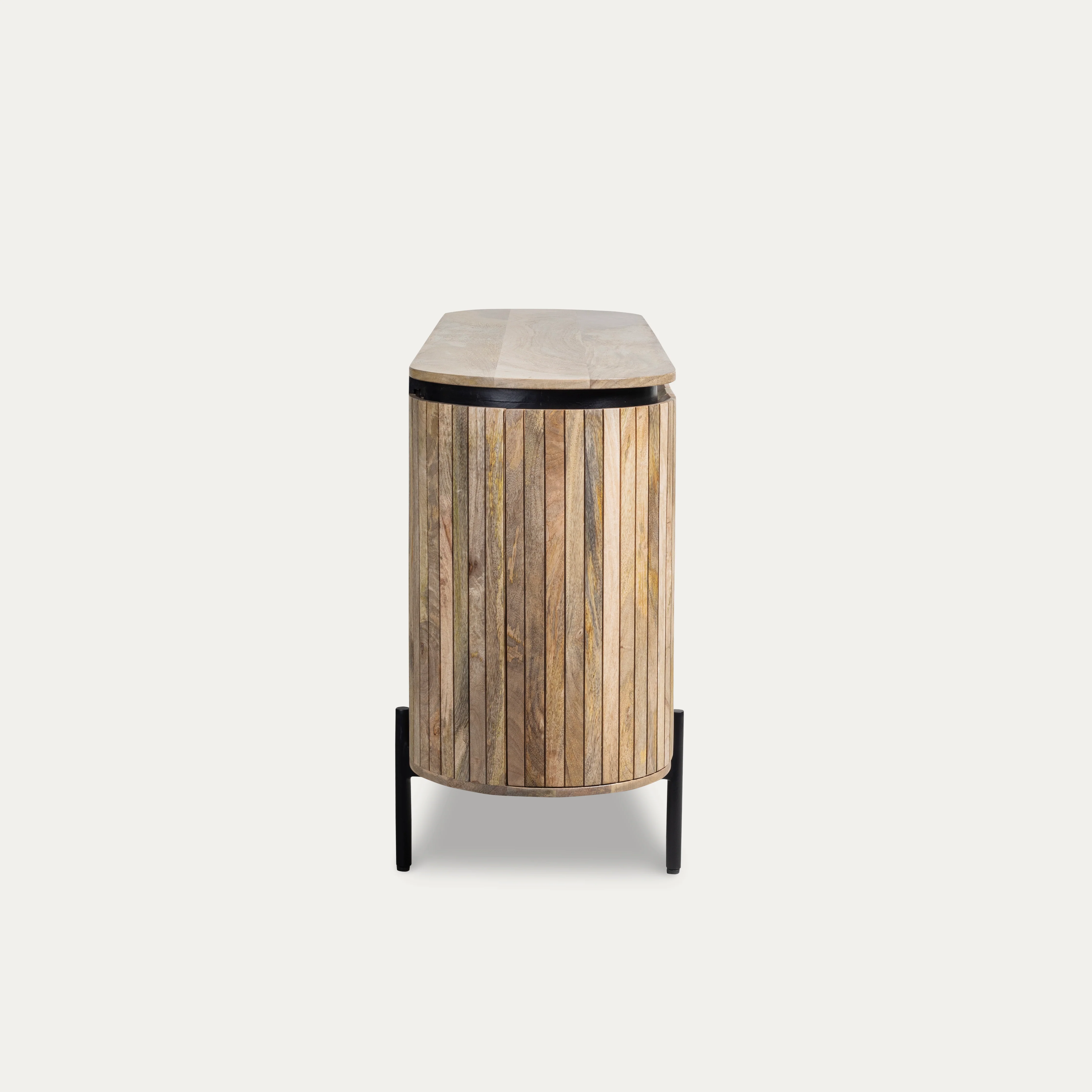Solid Mango Wood Sideboard Natural Brown with Fluted Front 160 cm – Reno - Image 14