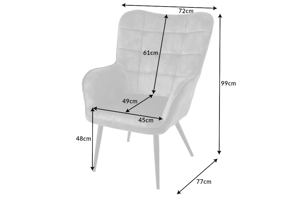 Velvet Armchair Grey with Black Legs – Scandinavia - Image 5