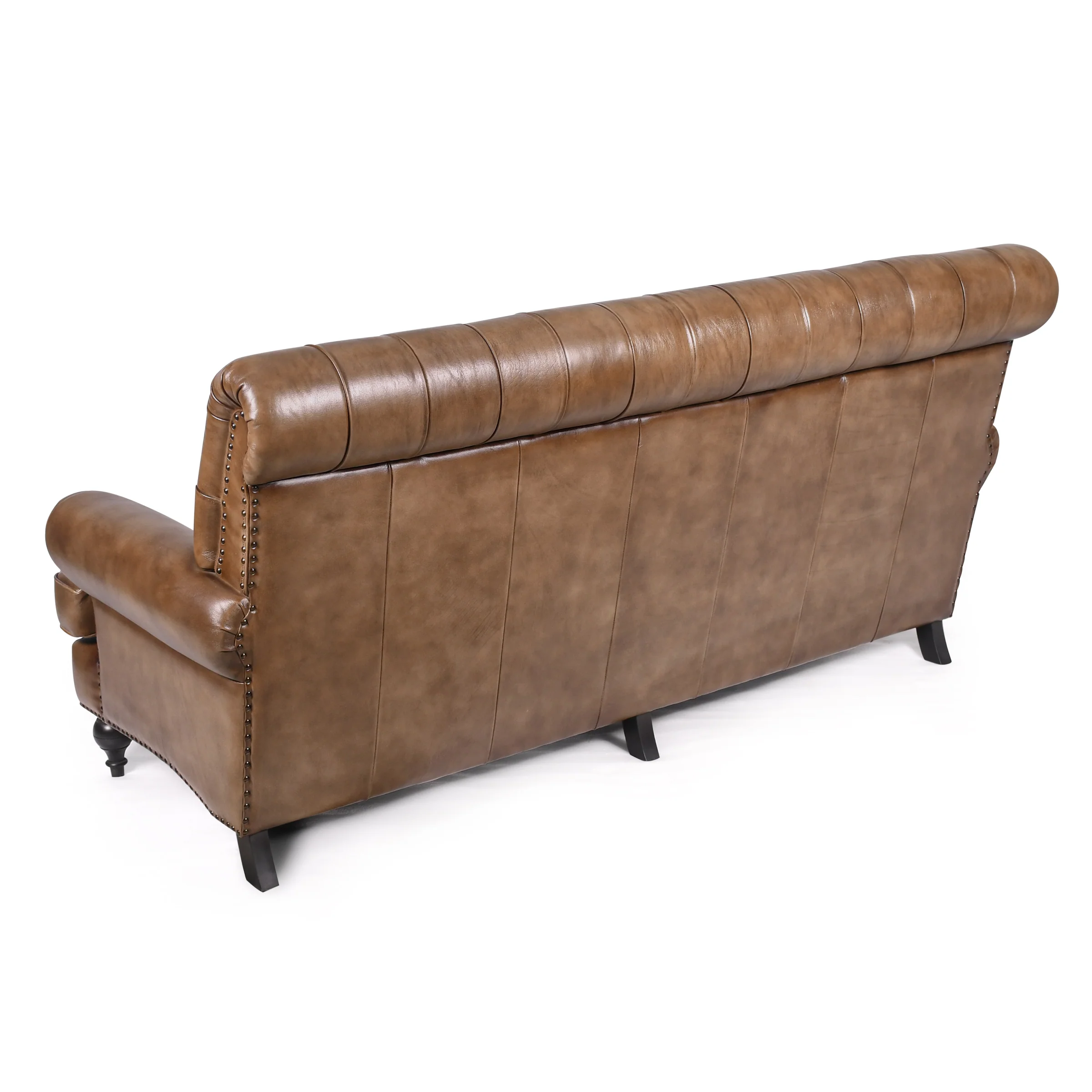 Tufted Genuine Leather 3 Seater Sofa 194 cm – Sienna Vintage Brown - Image 7