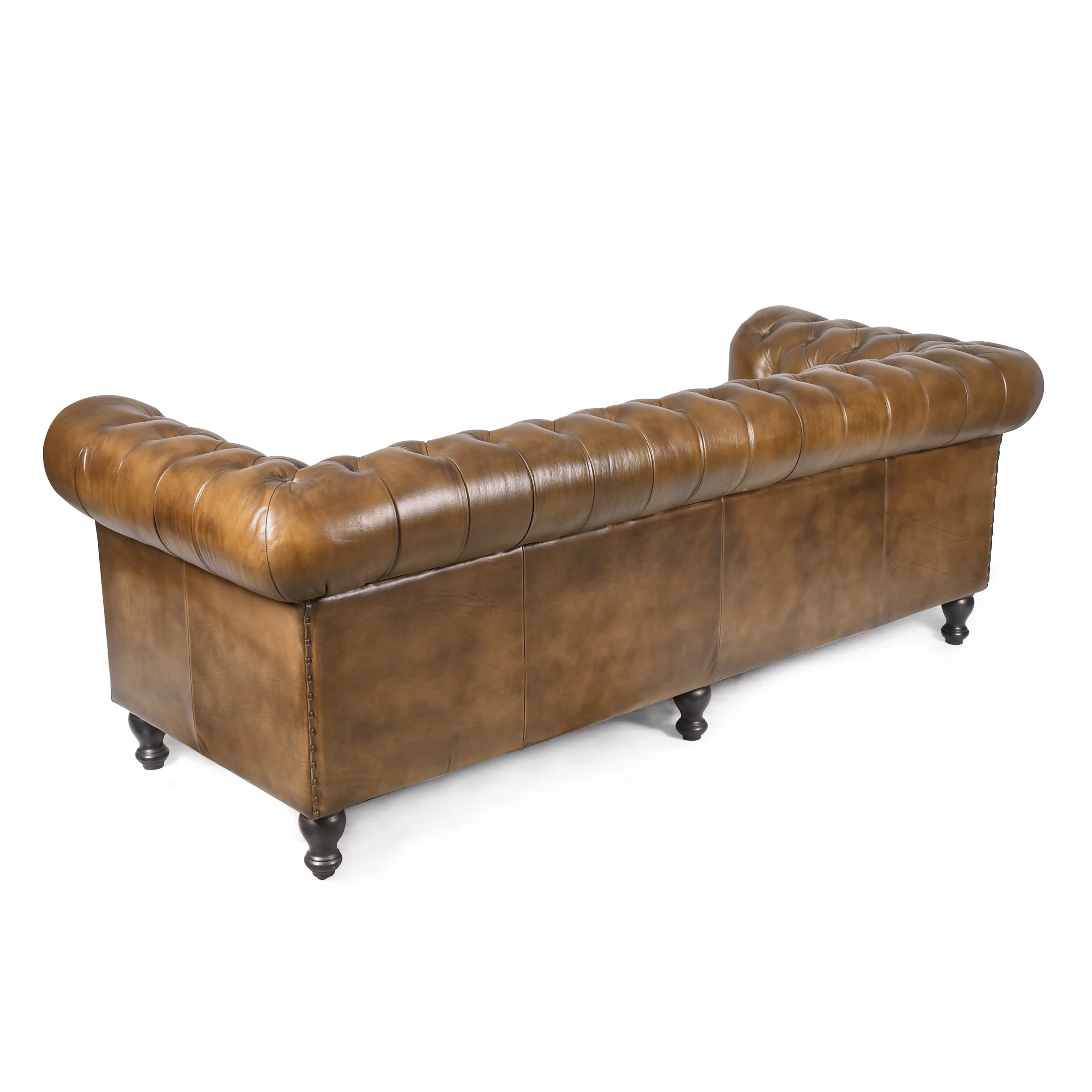 Chesterfield Genuine Leather 3 Seater Sofa 216 cm – Stratford Antique Brown - Image 6