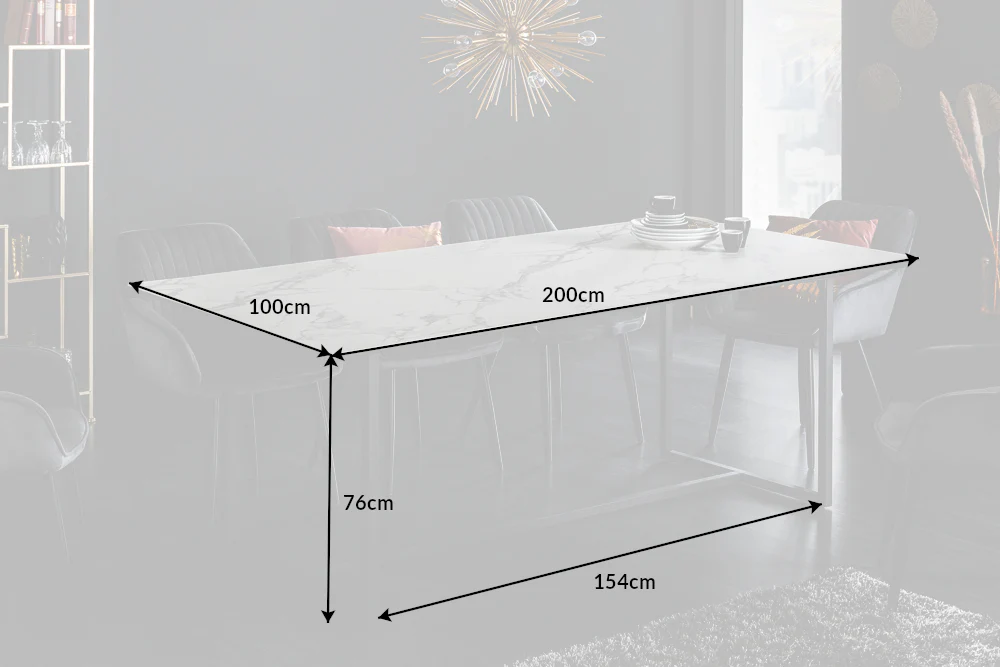 Symbiose Modern Ceramic Dining Table in Marble Look 200 cm - Image 7
