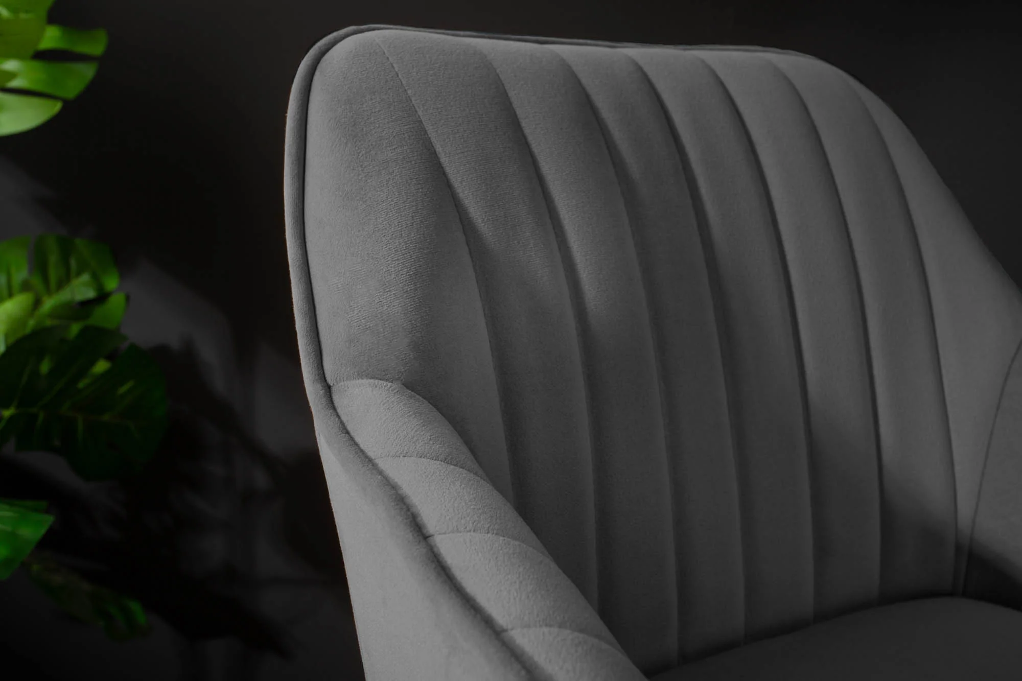 Velvet Bar Stool Silver Grey with Stitching – Turin - Image 4