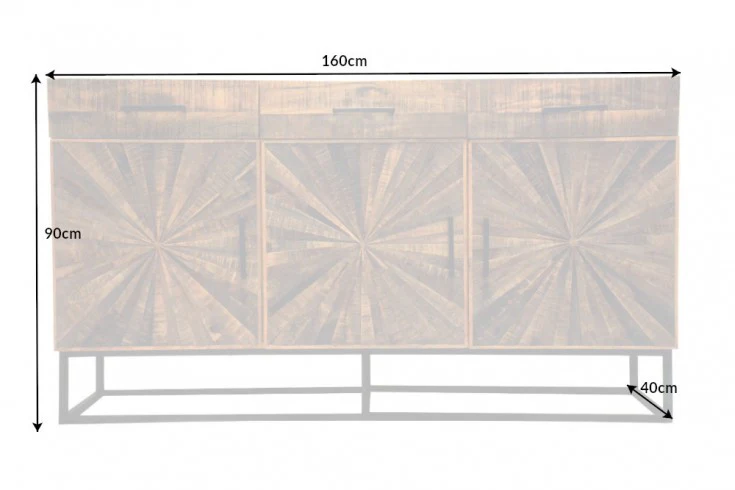 Solid Mango Wood Sideboard with Mosaic Front 160 cm – Artisan - Image 7