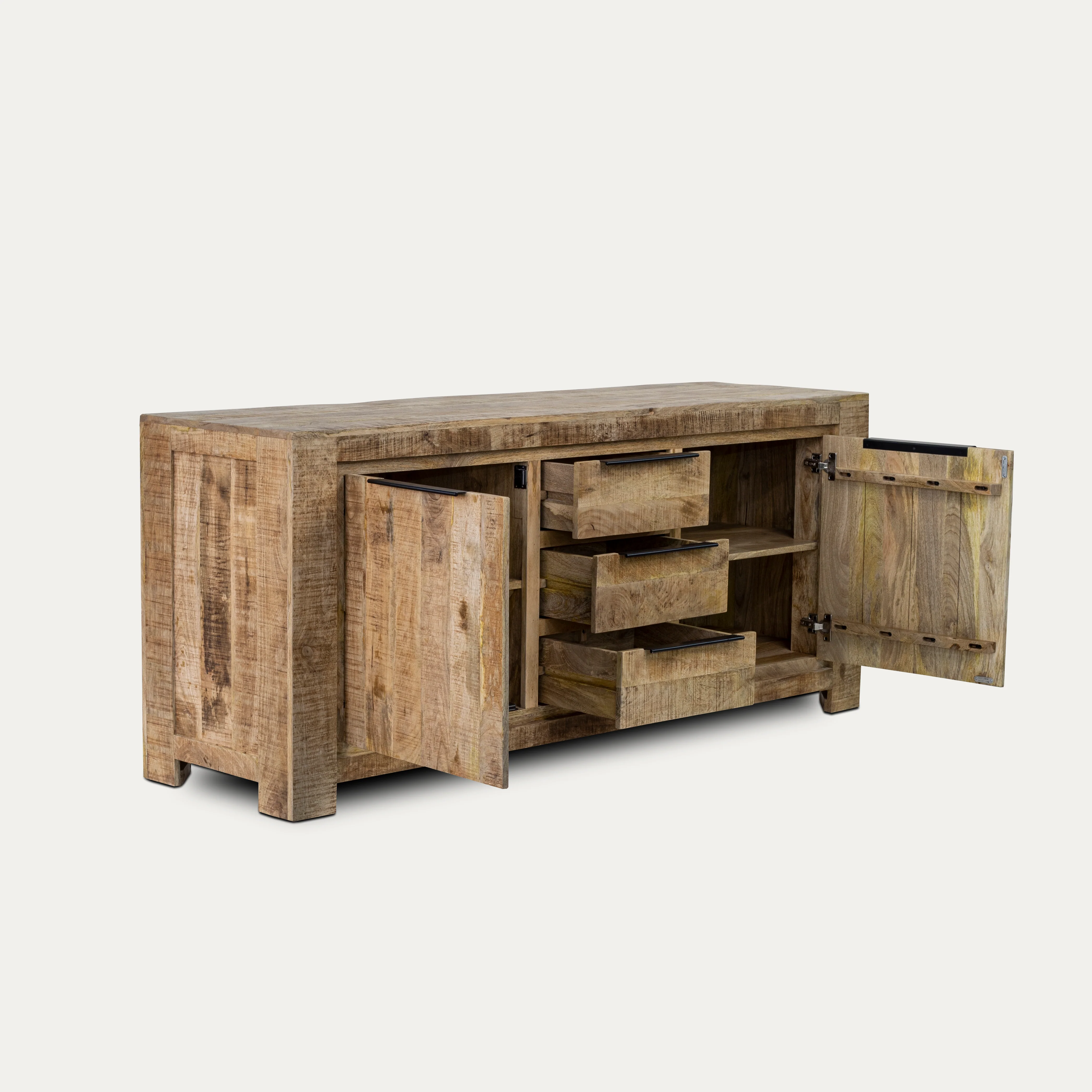 Solid Mango Wood Sideboard Natural Brown 174 cm – Woodland - Image 11